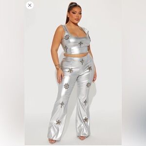 Silver Embellished Women's Pants